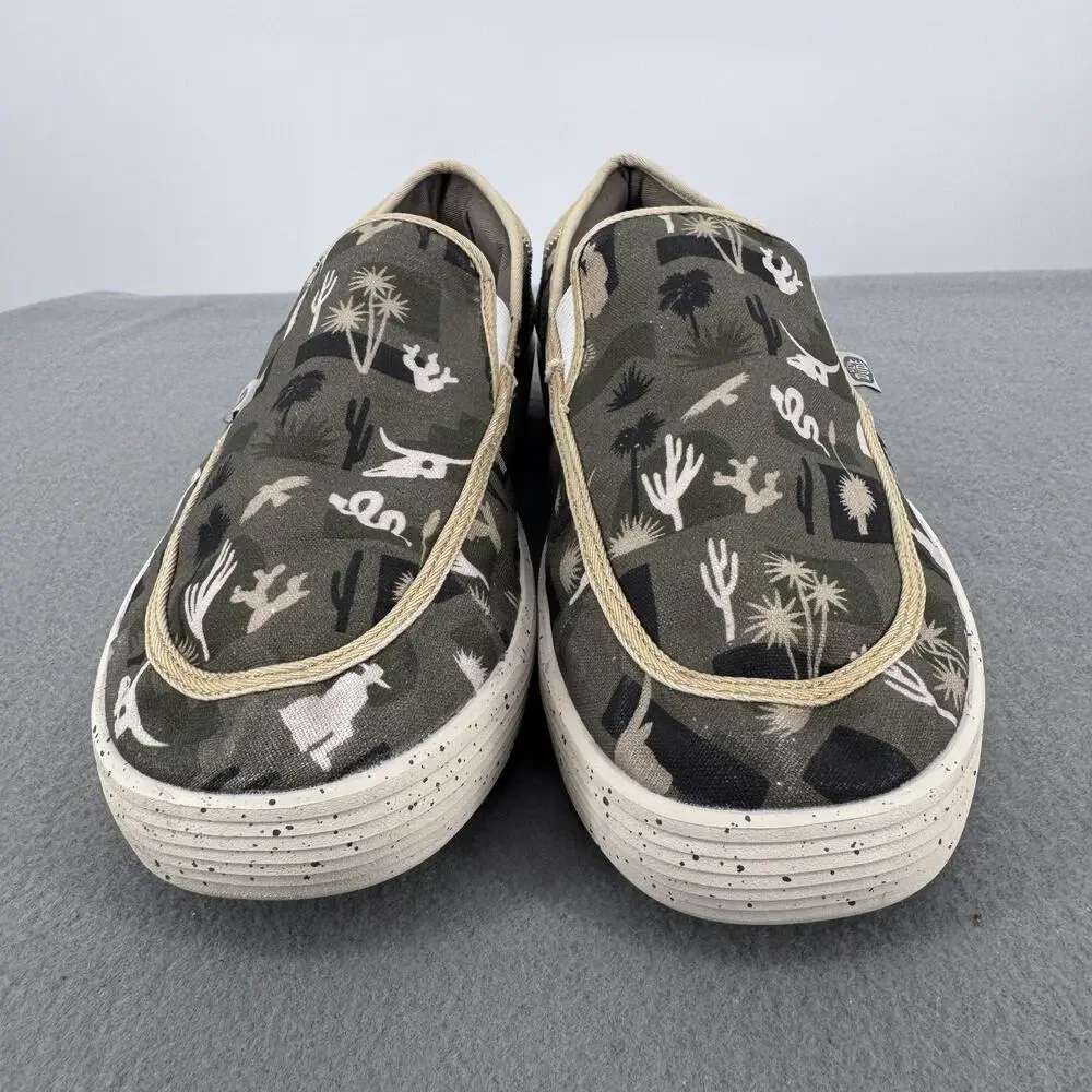 Hey Dude Sunapee M Slip On Desert Shoes Mens‎ Size 12 Green Canvas Camo Casual